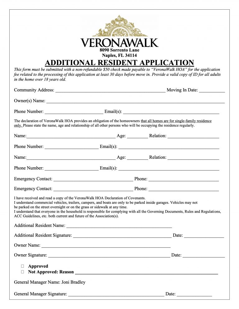 Additional Resident Application 2025